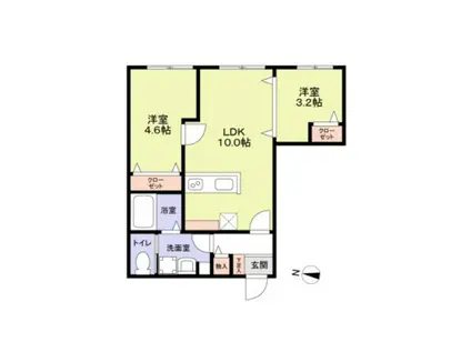 リザーブ北綾瀬(2LDK/2階)の間取り写真