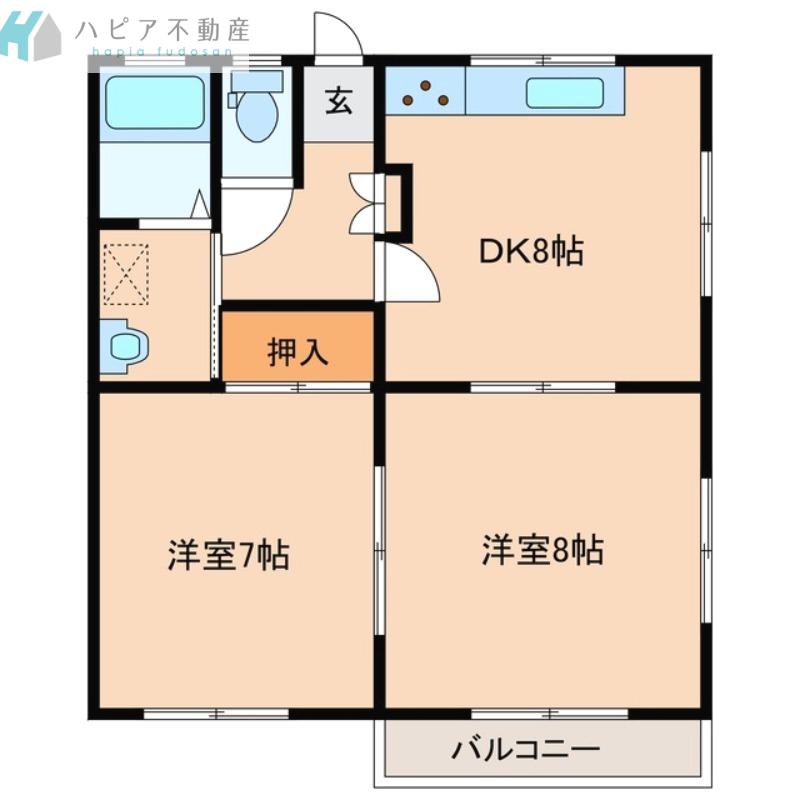 ホワイトハイツ(2DK/1階)の間取り写真