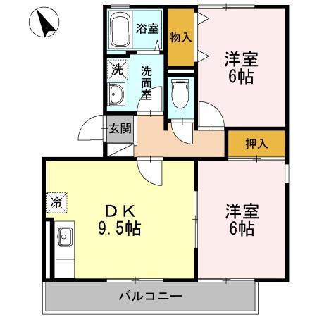 メルべーユ前田II(2DK/3階)の間取り写真