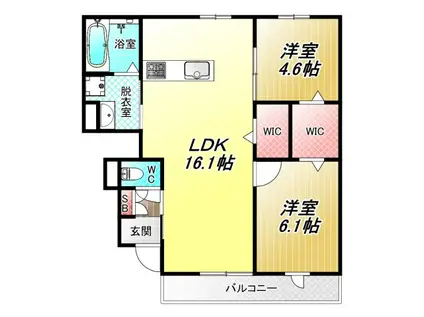 トリシア東太子(2LDK/1階)の間取り写真