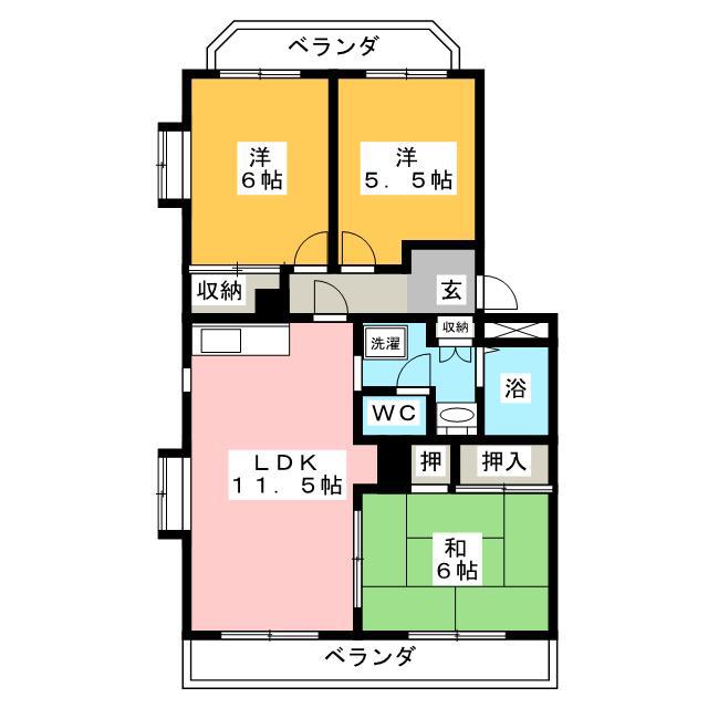 エメロード湘南(3LDK/2階)の間取り写真
