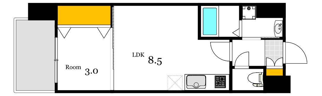 THE AL COURT(1LDK/4階)の間取り写真
