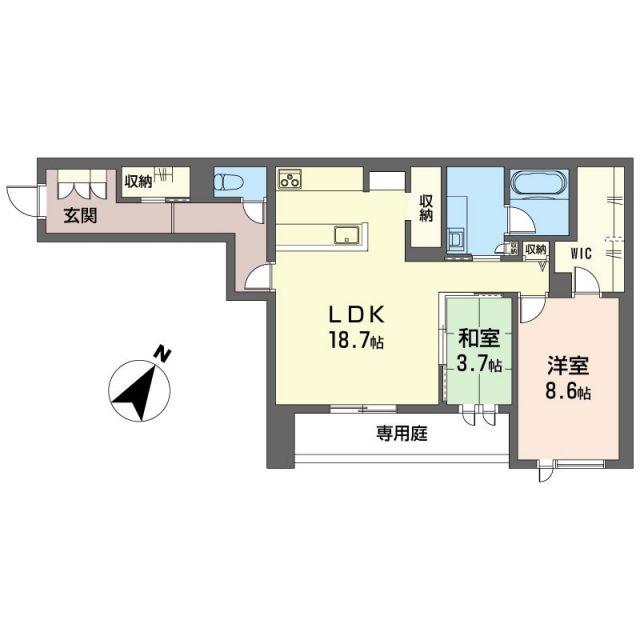 エルシエル(2LDK/1階)の間取り写真