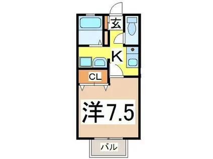 アビタシオンS(1K/1階)の間取り写真