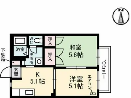 シャーメゾン高矢倉(2K/1階)の間取り写真