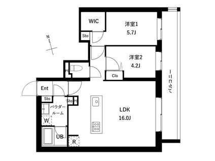 パストラーレ豊玉(2LDK/5階)の間取り写真