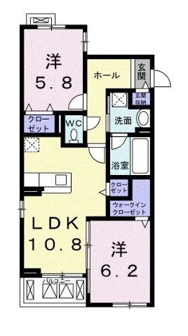 チアフル フロッグ(2LDK/2階)の間取り写真