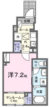 ヴィラフォーレ(1K/1階)の間取り写真