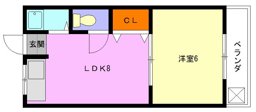 三栄マンション(1LDK/4階)の間取り写真