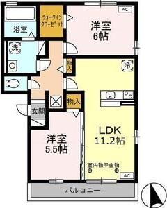 サニーコート A棟(2LDK/2階)の間取り写真