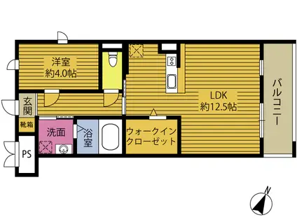 Tフォレスト新別府(1LDK/3階)の間取り写真