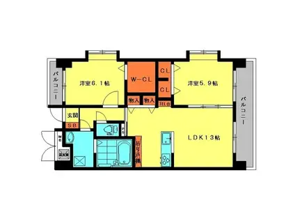 PRECIOUS REVE(2LDK/7階)の間取り写真