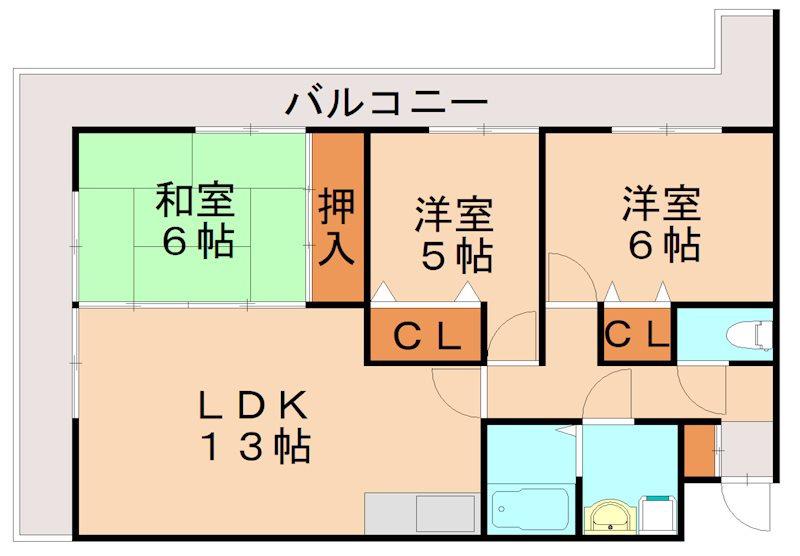 ファミール1(3LDK/3階)の間取り写真