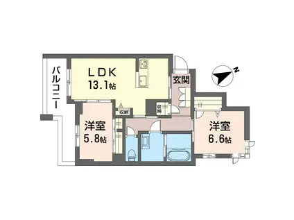 スプリング クレスト(2LDK/3階)の間取り写真