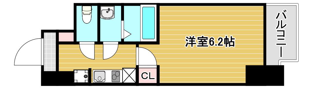 グランエクラ今宮戎(1K/3階)の間取り写真