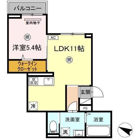 TORISIA今川(1LDK/2階)の間取り写真