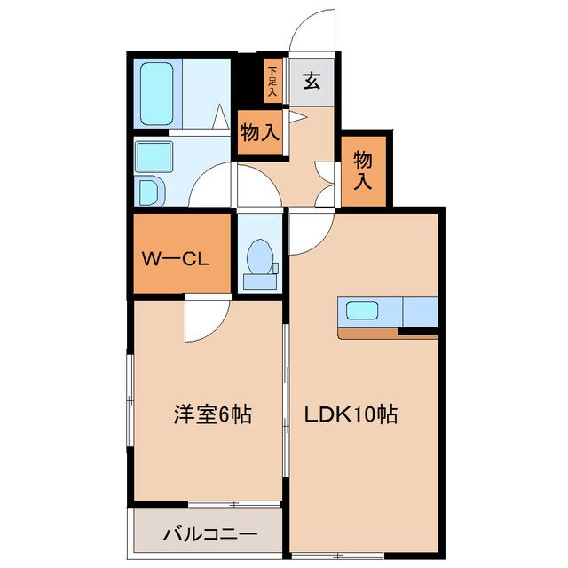 アネックスカノエB(1LDK/1階)の間取り写真