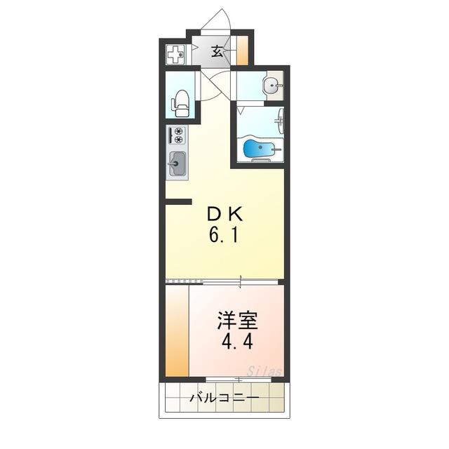SOAR堺綾之町(1DK/4階)の間取り写真