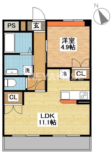 アルカンシエル(1LDK/1階)の間取り写真