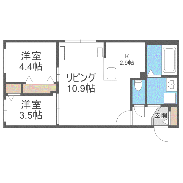 MONTAGNE南9条(2LDK/2階)の間取り写真