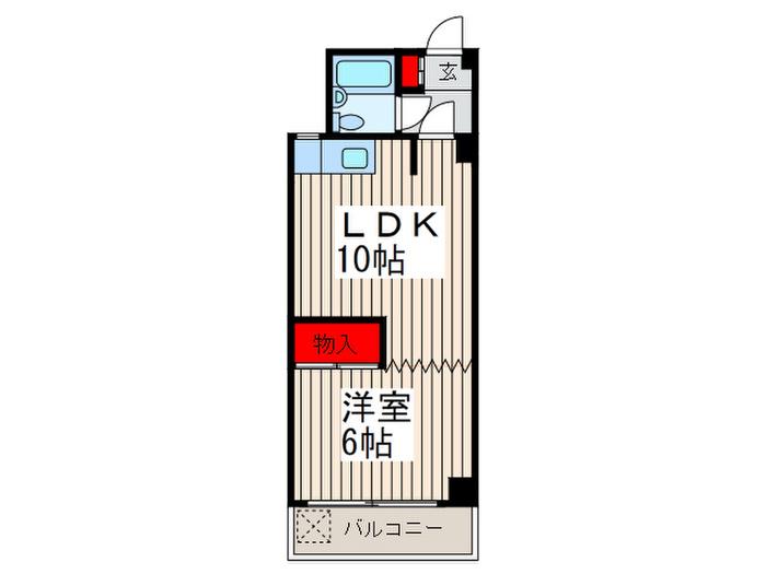 赤山町ハイツ(1LDK/3階)の間取り写真