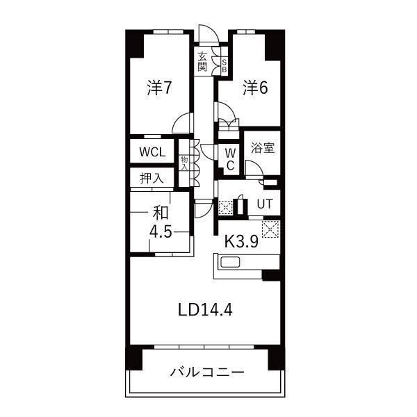 ザ・パークハウス相生山(3LDK/3階)の間取り写真