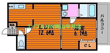 FLATS豊成(1LDK/4階)の間取り写真