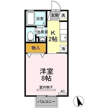 サンピア・K A棟B棟(1K/1階)の間取り写真