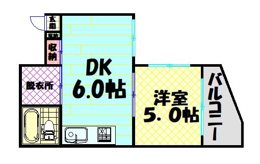 木村家ビル(1DK/2階)の間取り写真