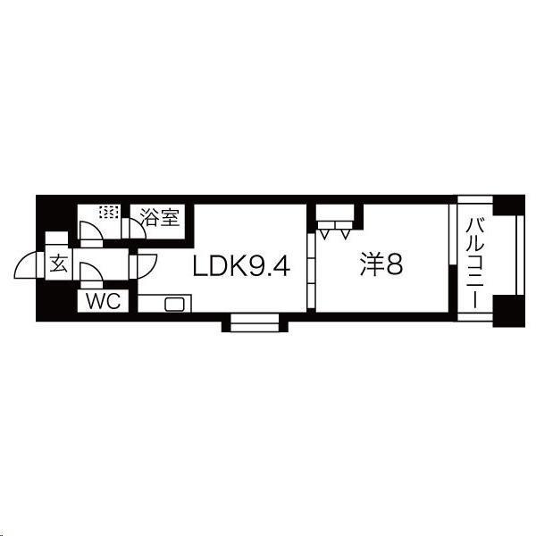 アレクシード晩翠通(1LDK/9階)の間取り写真