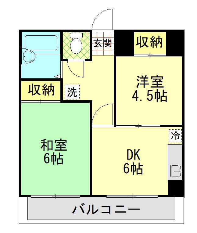 ガーデンハイツ小山(2DK/2階)の間取り写真