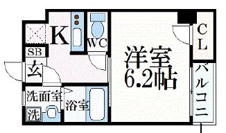 ウォームスヴィル神戸元町JP(1K/5階)の間取り写真