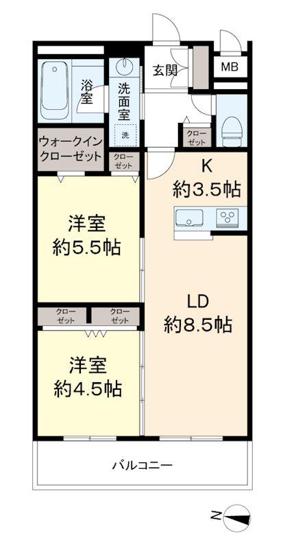 京王ラフィネ橋本テラス(2LDK/3階)の間取り写真