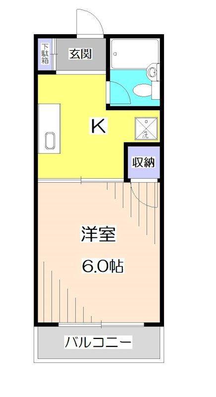 ロータリー所沢ハイツ(1K/3階)の間取り写真