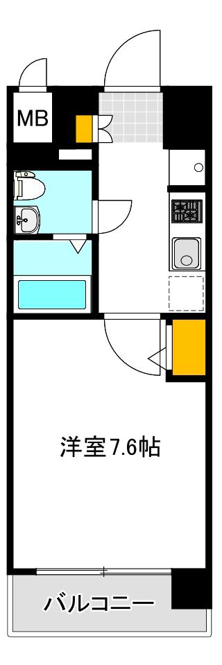 エグゼ難波ウエストリバー(1K/14階)の間取り写真