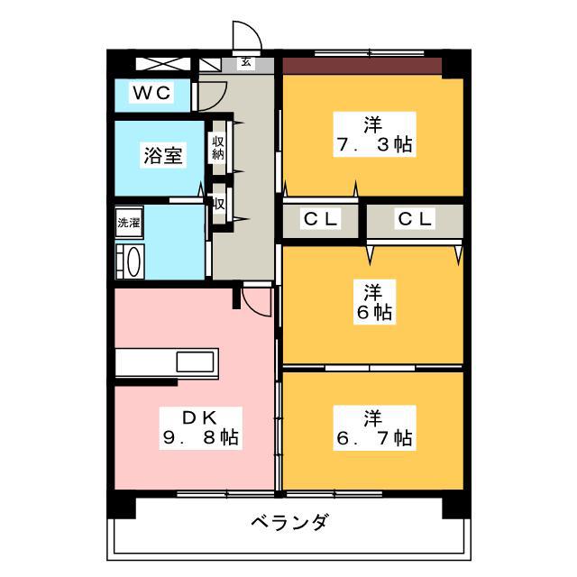 VILLA ARTISTIC(3DK/2階)の間取り写真