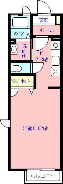 ボルベール幕張(1K/2階)の間取り写真