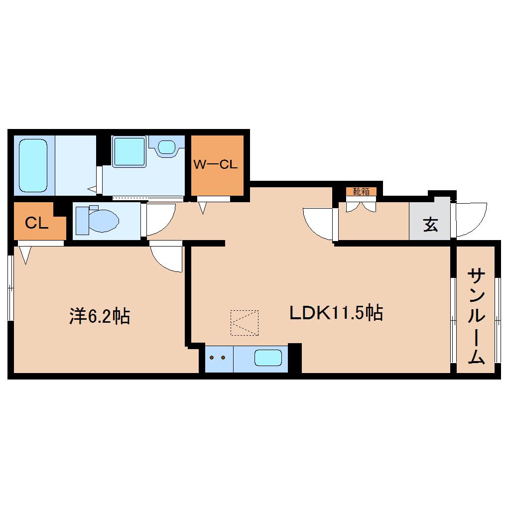 アビタシオンキャトル(1LDK/1階)の間取り写真
