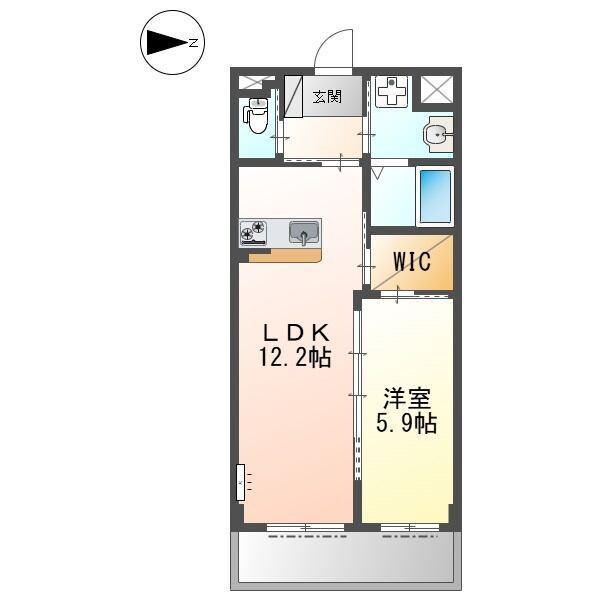 レアグランツ東難波 I 重量鉄骨造3階建(1LDK/2階)の間取り写真