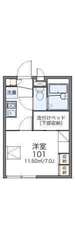 京王競馬場線 東府中駅 徒歩11分 2階建 築21年(1K/2階)の間取り写真