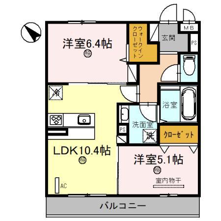 D-ROOM 五反田(2LDK/3階)の間取り写真