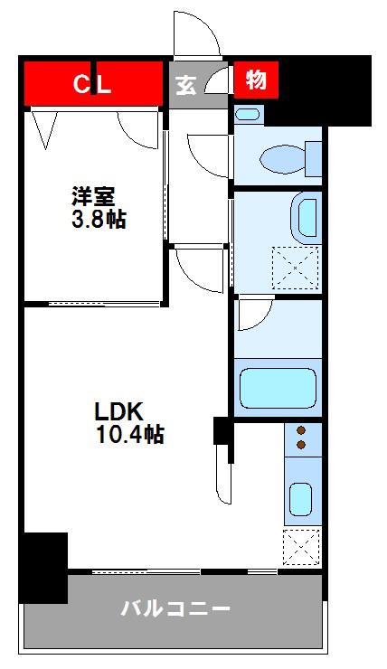アトラスアルファーノ箱崎(1LDK/3階)の間取り写真