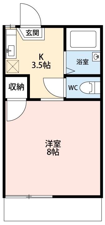 ヴィラシープ(1K/2階)の間取り写真