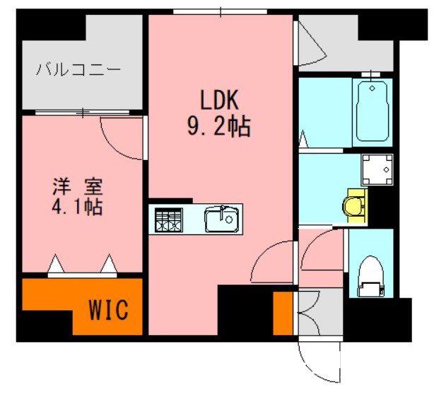 アソシアグロッツオ博多サウスガーデン(1LDK/13階)の間取り写真