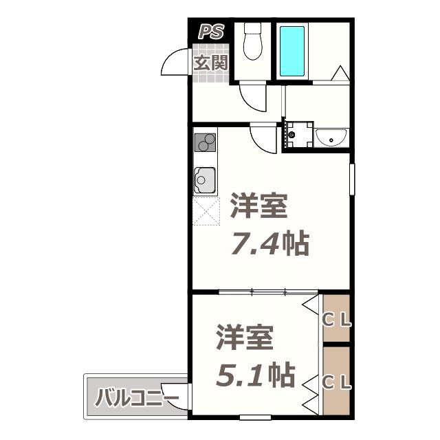 フジパレス我孫子西V番館(1DK/1階)の間取り写真