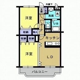 プリムヴェールC棟(2LDK/3階)の間取り写真