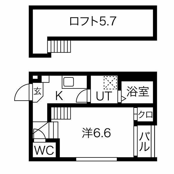 ベルシャンブル(1K/1階)の間取り写真