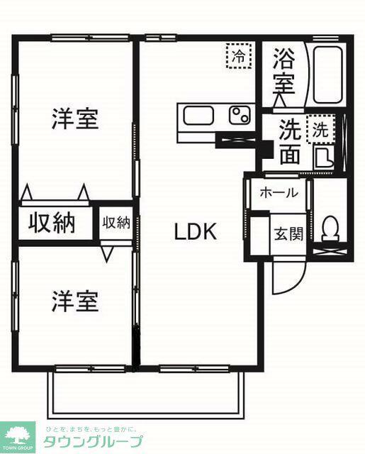 グランドハイムイースト II棟(2LDK/2階)の間取り写真