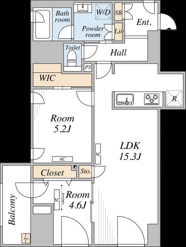 THE MAYFAIR(2LDK/2階)の間取り写真