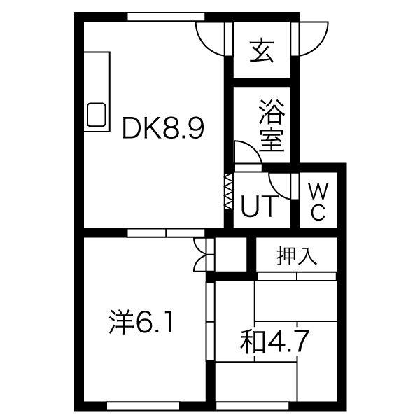メゾン北都(2LDK/2階)の間取り写真